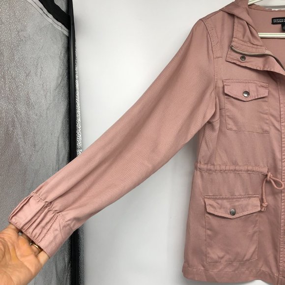 Design Lab Dusty Rose Casual Lightweight Military Safari Anorak Utility Hoodie S - Picture 6 of 16